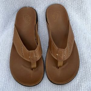 Men’s OluKia Nui Leather flip flop, size 12